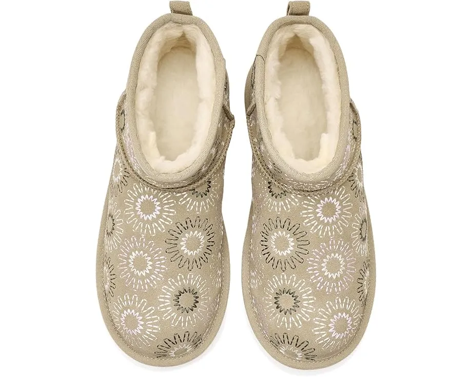 Детские угги UGG Kids Classic Ultra Mini Sun Stitched с вышивкой