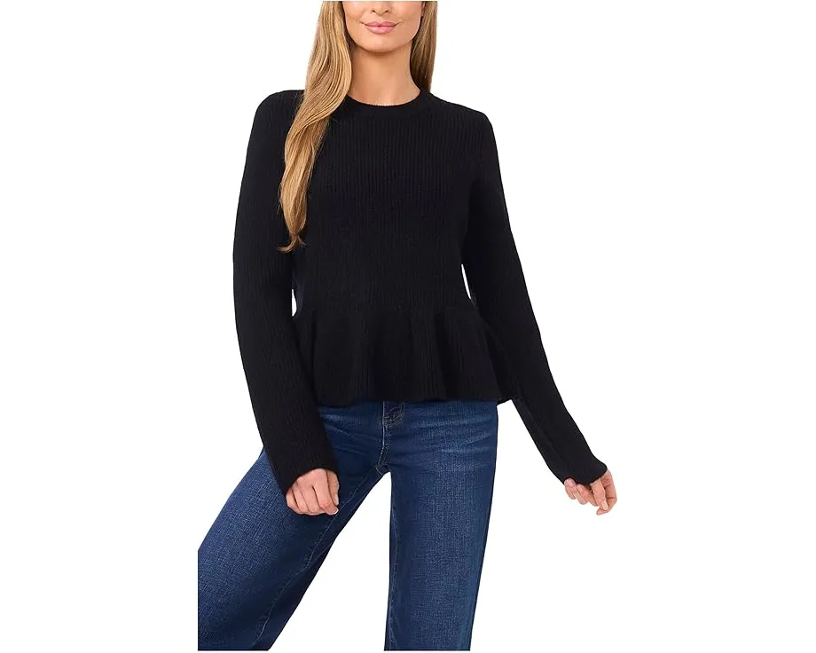 Свитер с баской и круглым вырезом CeCe из переработанных материалов