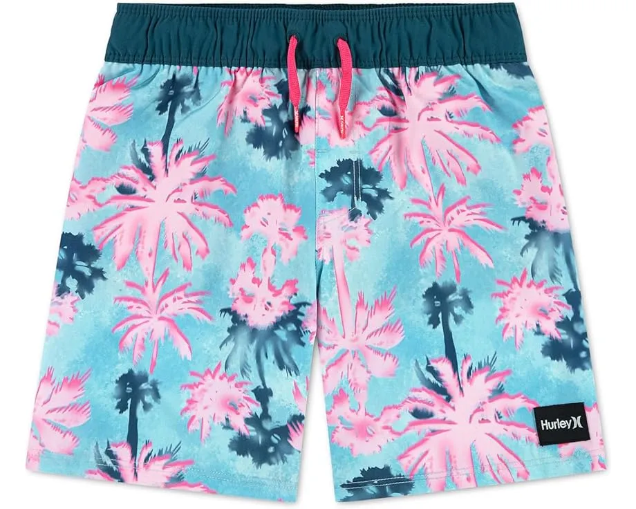 Шорты Hurley Kids Pop Color Palm Pull-On Swim Trunks с принтом пальм