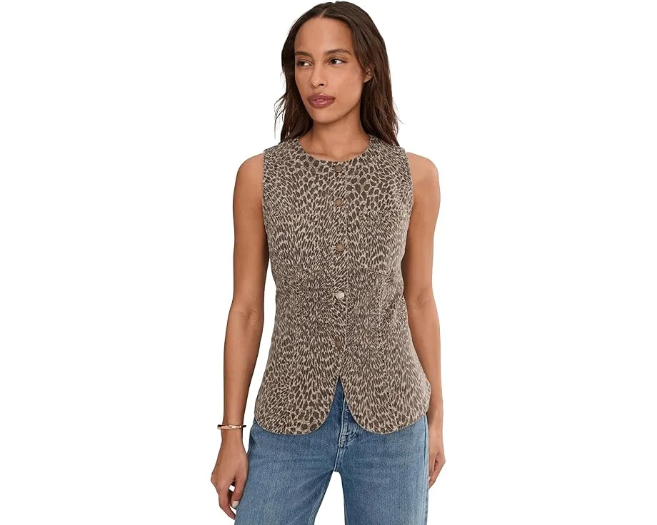 Джинсовый жилет Liverpool Los Angeles с круглым вырезом и разрезом спереди