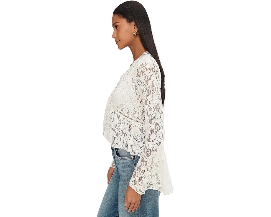 Free People Кружевной топ Whispering Love с пышным силуэтом и рукавами колокол