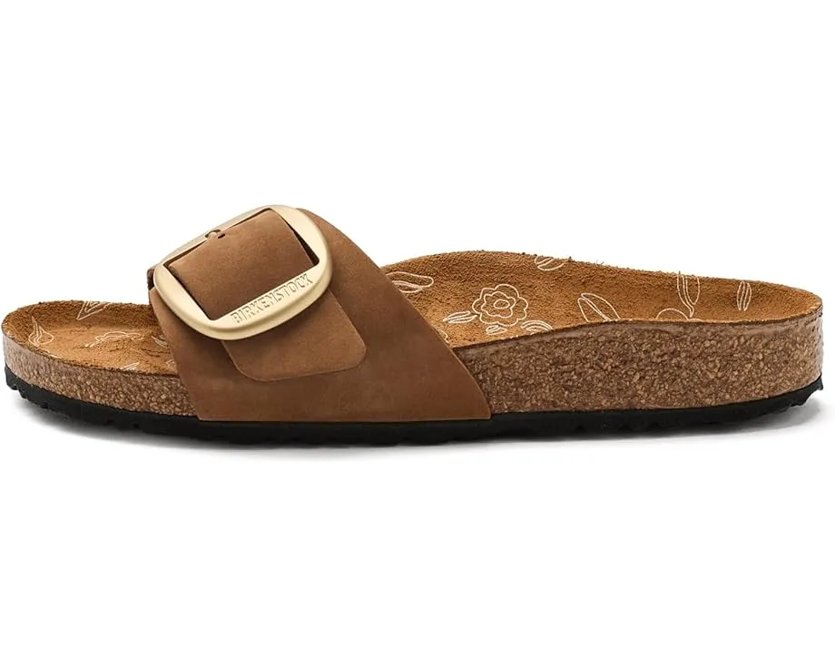 Birkenstock сандалии Madrid Big Buckle с цветочным принтом на стельке из нубука Mink
