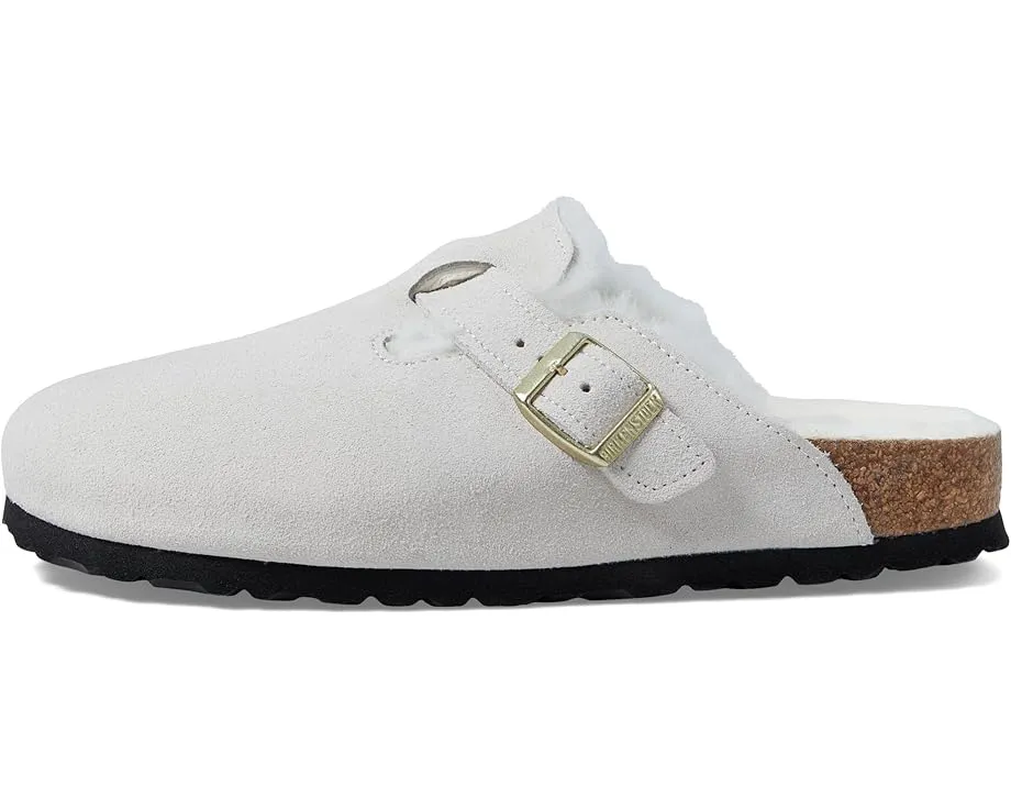 Классические сабо Boston с овчиной из мягкой замши Birkenstock