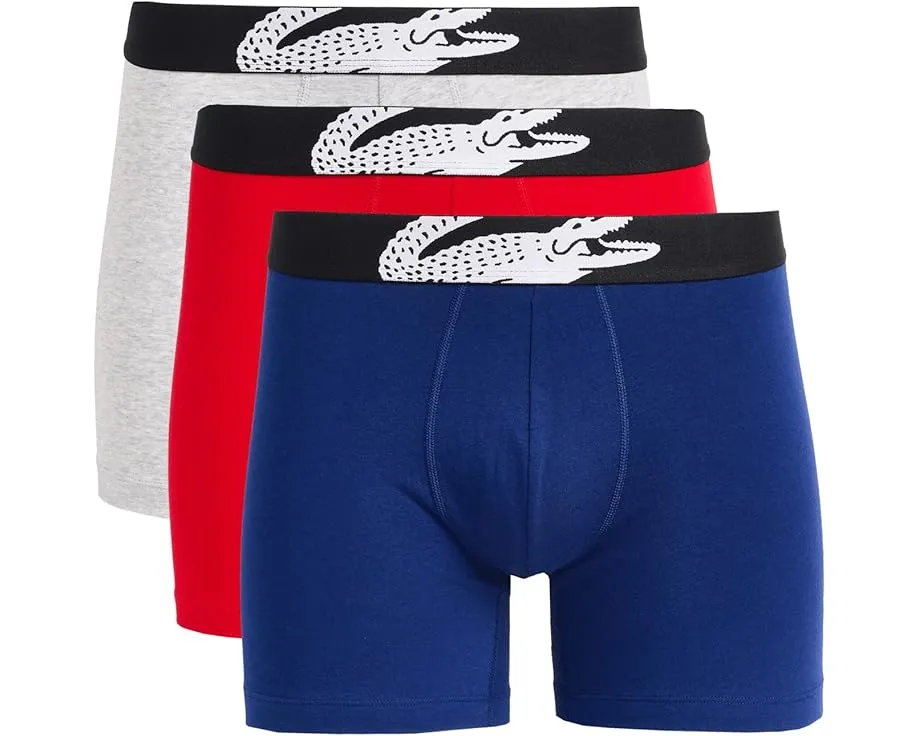 Набор из 3 боксеров Lacoste 3-Pack Crocodile Logo Boxer Briefs с логотипом крокодила