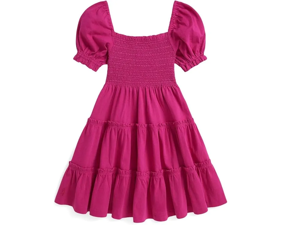 Платье из хлопкового джерси со сборками Polo Ralph Lauren Kids для малышей