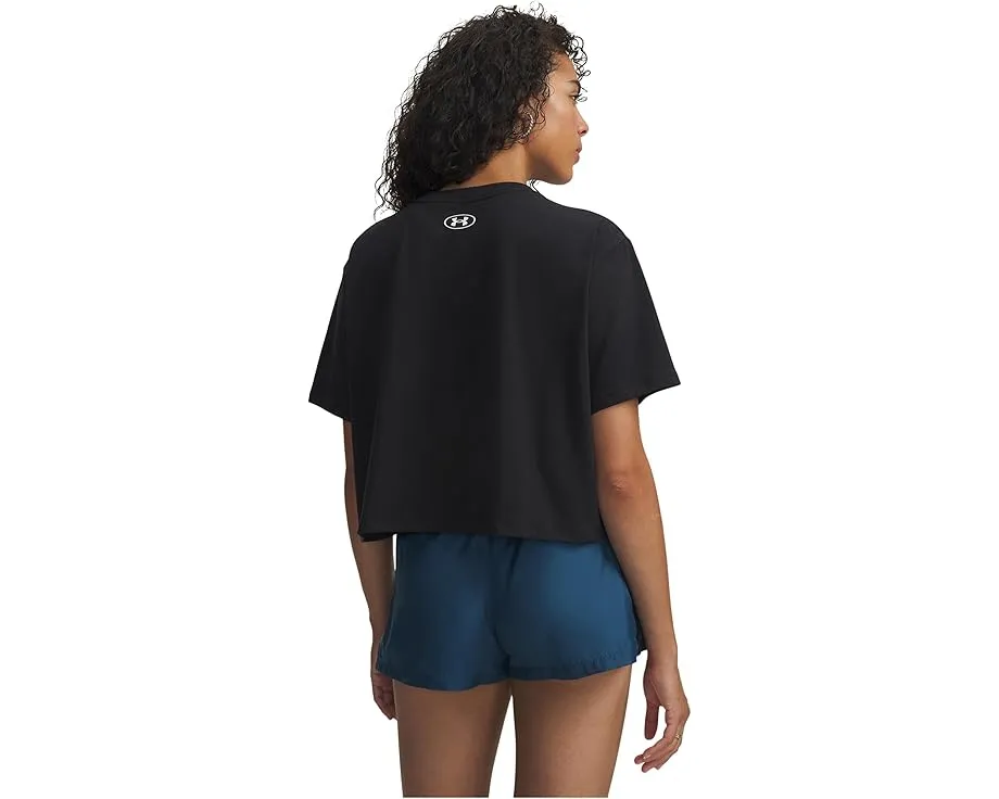 Футболка Under Armour Rival Boxy Tee Solid с укороченным кроем и принтом