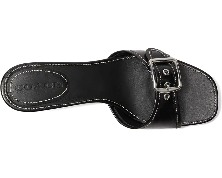 Кожаные босоножки COACH Margot на низком каблуке с пряжкой