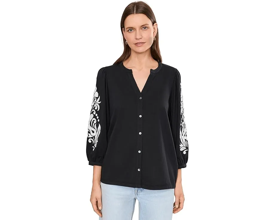 Блуза Embroidered Blouse от NYDJ с вышивкой хлопковая