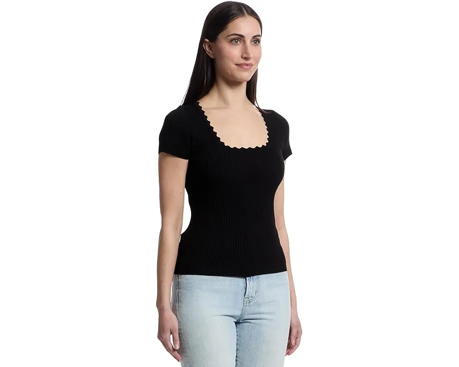 Свитер Lilla P с коротким рукавом и фигурным вырезом на шее