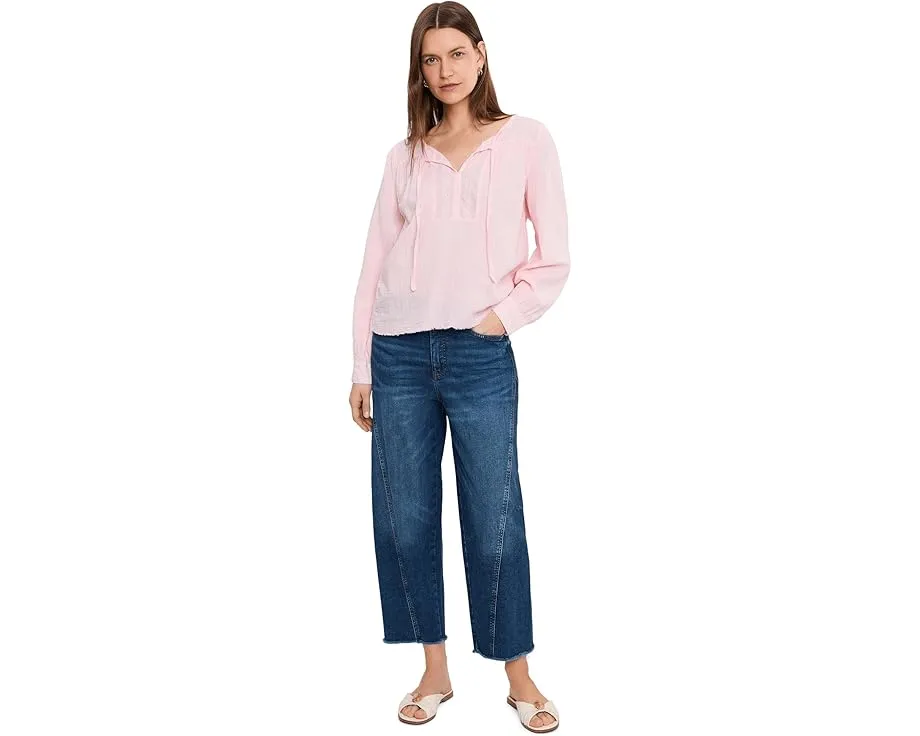 Long Sleeve Flowy Top with Lace Yoke