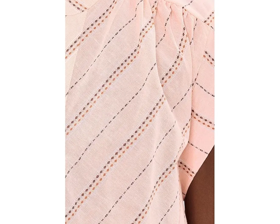 Petite Short Sleeve Popover Woven Top