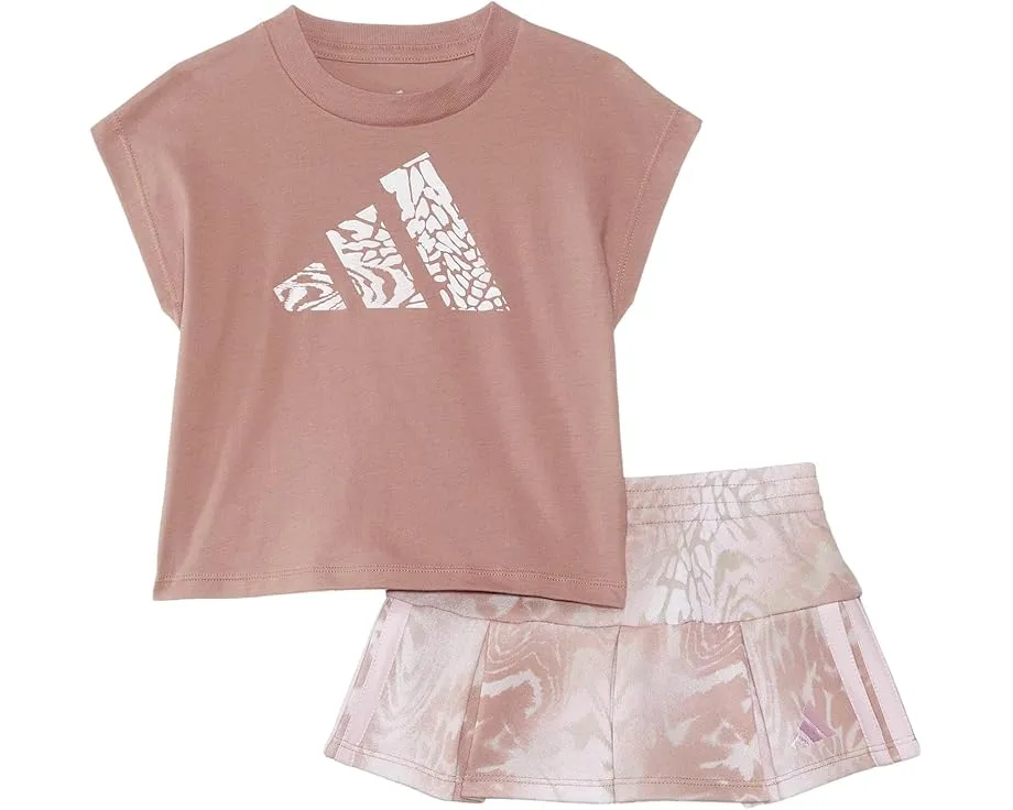 Комплект adidas Kids из топа без рукавов и юбки-шорт с принтом