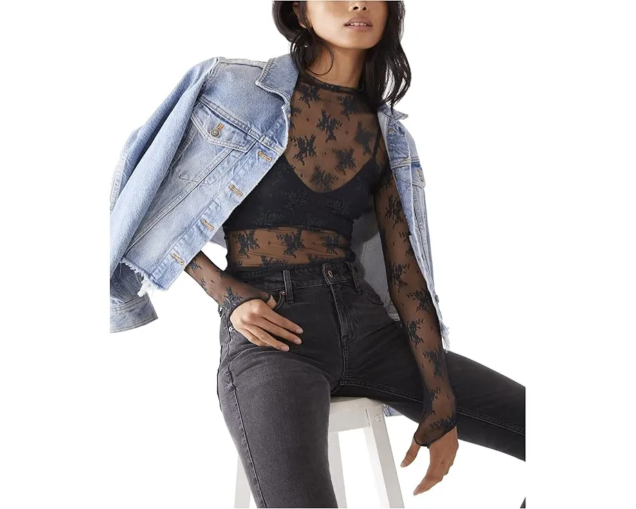 Топ Free People Lady Lux Layering с вышивкой и прозрачными рукавами