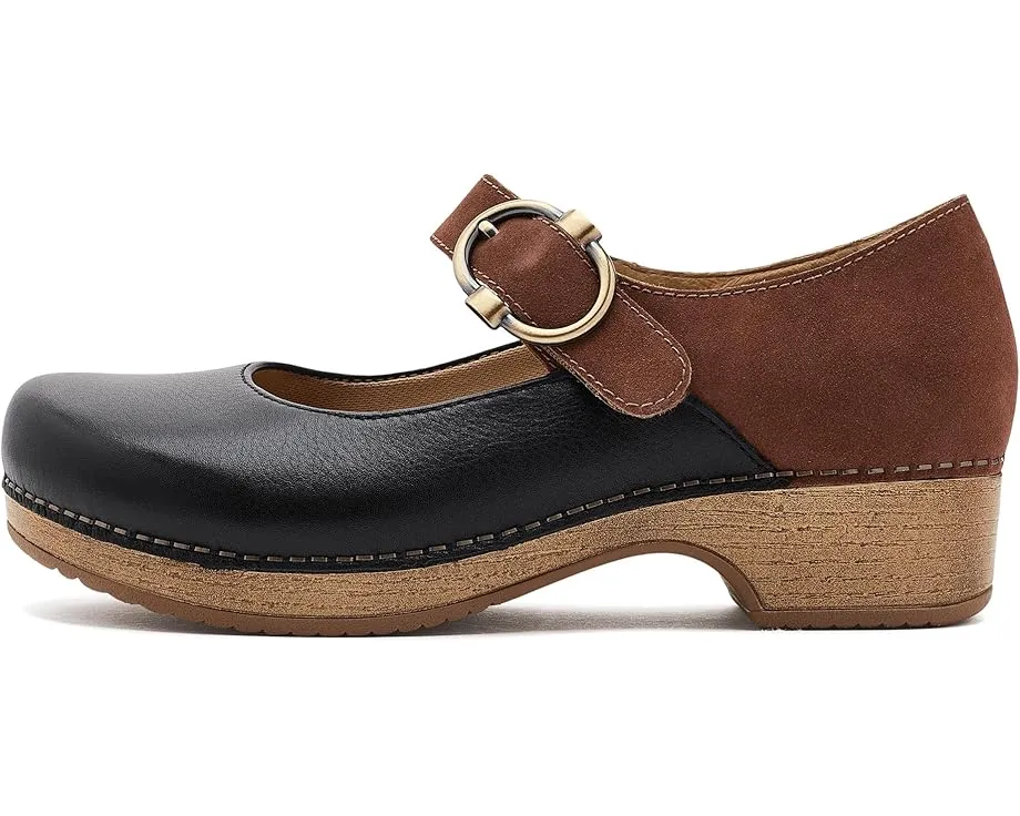 Dansko сабо Bonny Mary Jane из черной кожи с ремешком