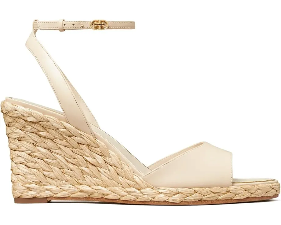 Сандалии Tory Burch Raffia Sandal Wedge 80 мм с плетением и миндалевидным носком
