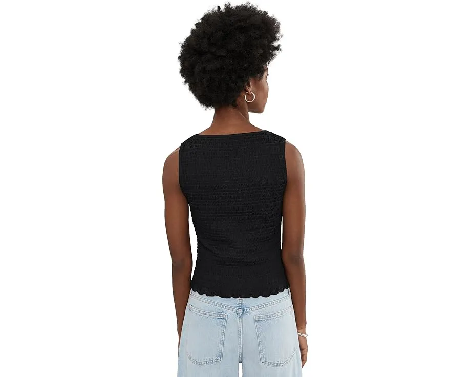Madewell топ с круглым вырезом и сборкой