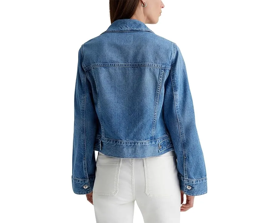 Короткая куртка-косуха Isa Cropped Trucker от AG Jeans из хлопка с регулируемым поясом