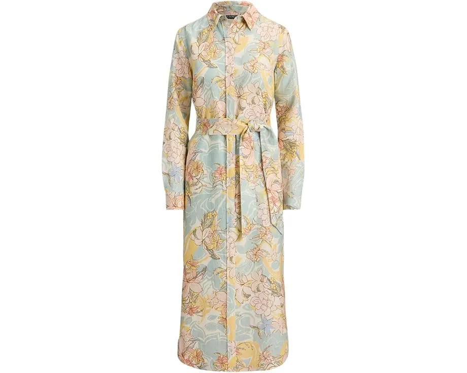 Платье-рубашка Floral Linen из льна с поясом Lauren Ralph Lauren
