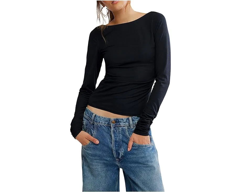 Футболка Free People Riley с рукавами реглан и необработанным краем