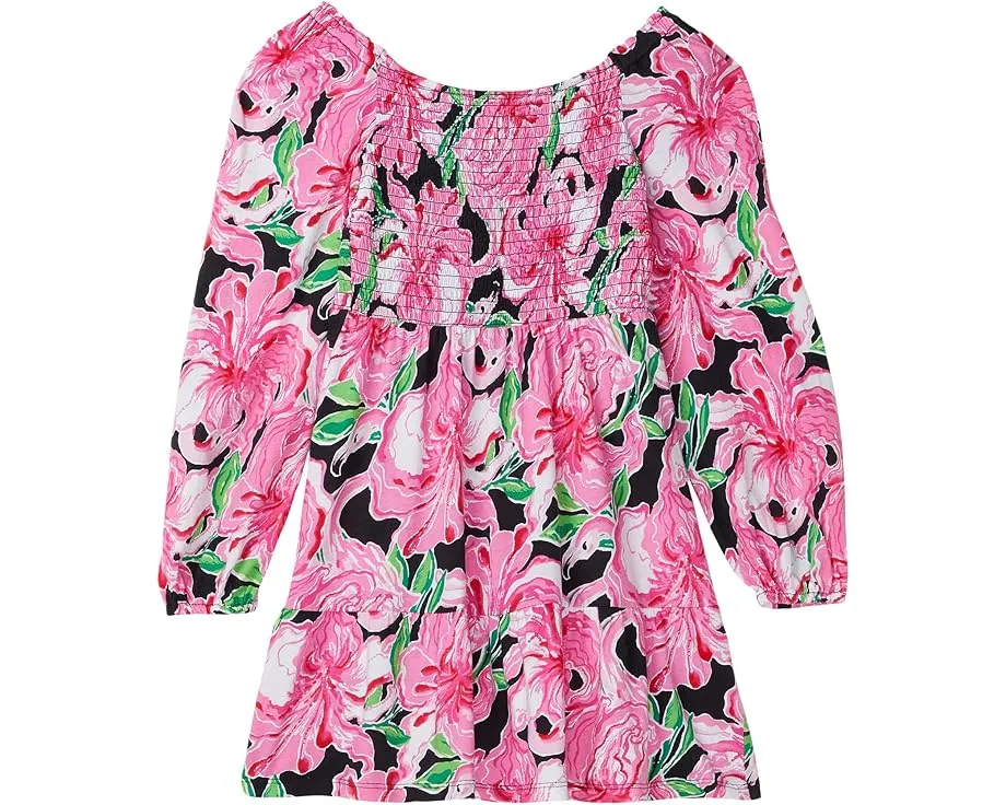 Платье Lilly Pulitzer Kids Mini Jilly с длинным рукавом сборками и цветочным принтом