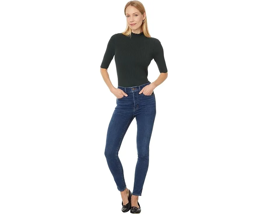 Свитер Lilla P Ruffle Mock Neck с рюшами на воротнике и укороченными рукавами