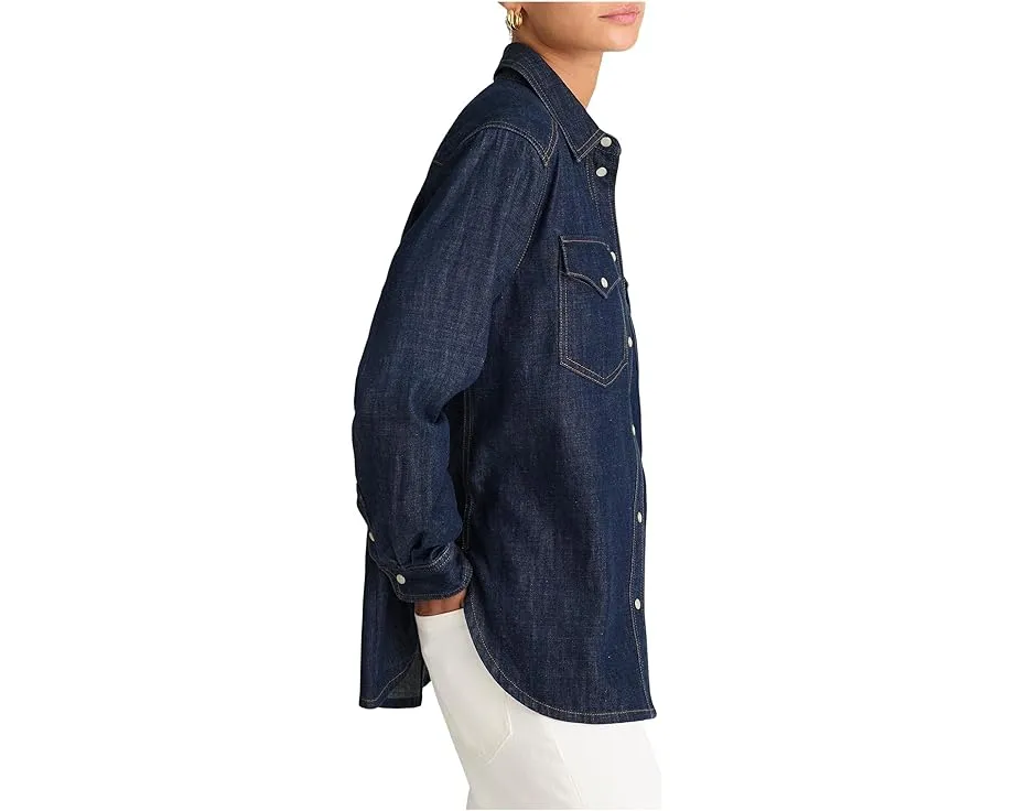 Madewell Оверсайз рубашка в стиле вестерн с двумя накладными карманами в цвете Rinse Wash