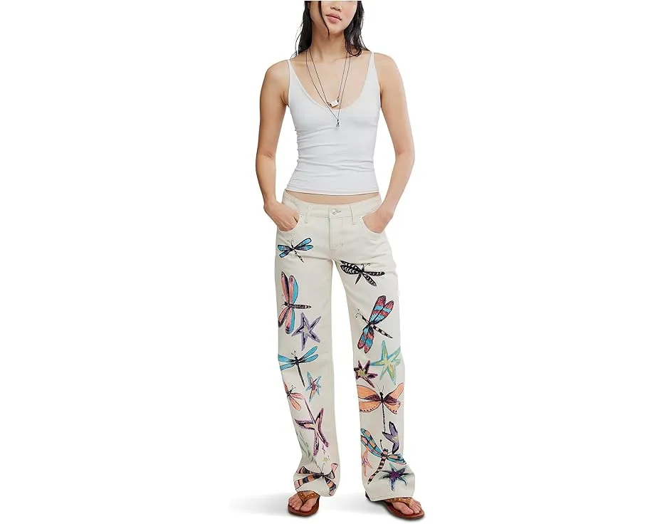 Free People Джинсы We The Free Tennessee Low-Rise Illusions с ручной росписью