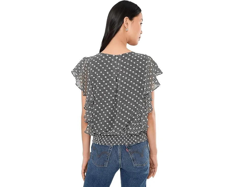 Блуза Liverpool Los Angeles с короткими рукавами-фонариками и драпировкой спереди