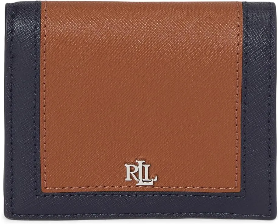 Компактный кожаный кошелек Lauren Ralph Lauren с цветовыми блоками