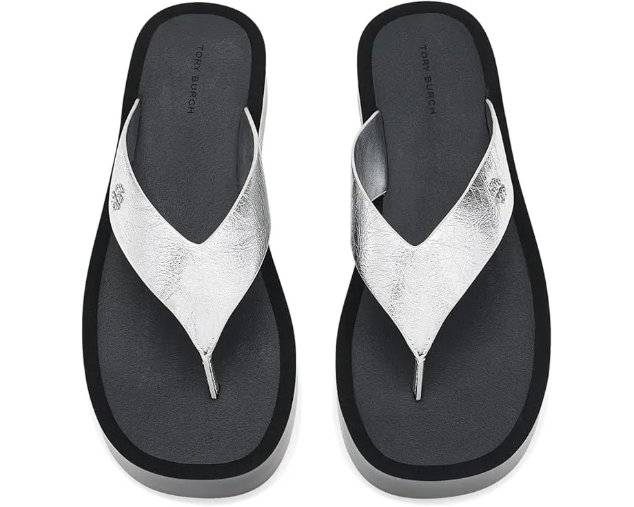 Кожаные шлепанцы Leather Platform Flip Flop от Tory Burch на платформе