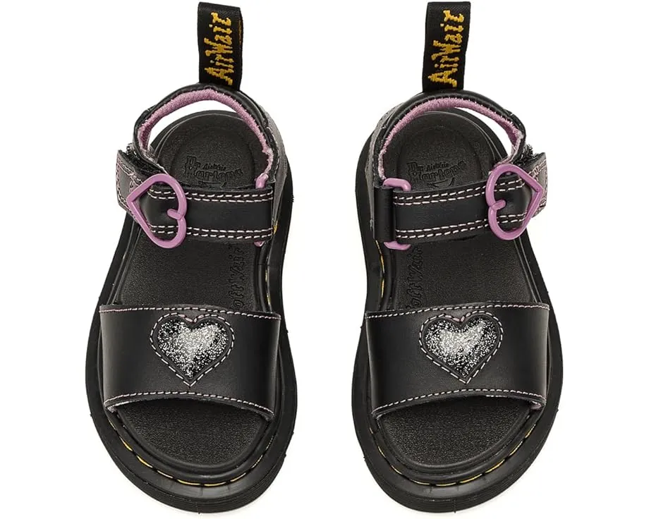 Сандалии Dr. Martens Marlowe Hearts II T для малышей с блестящим сердцем и липучкой