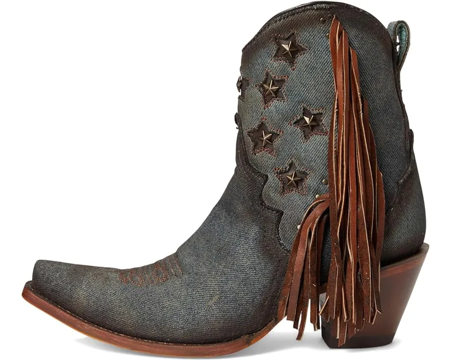 Corral Ботинки A4675 с бахромой и джинсовой вставкой на молнии