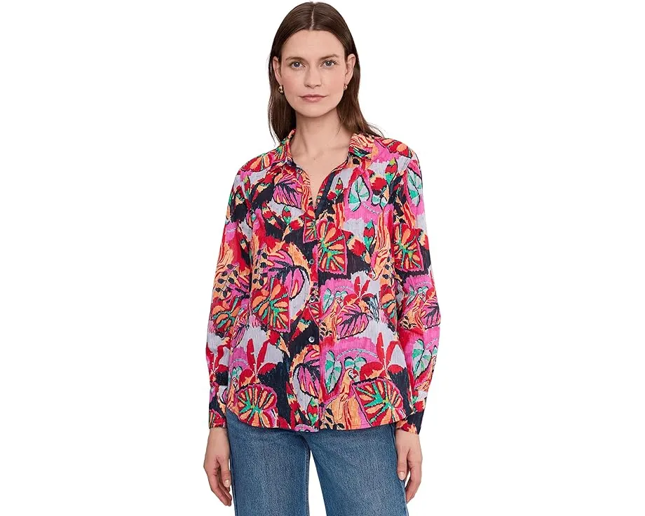 Блуза Kauai Garden Cotton Crinkle от NIC+ZOE с принтом и завязкой