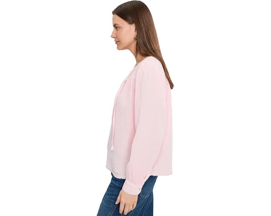 Long Sleeve Flowy Top with Lace Yoke