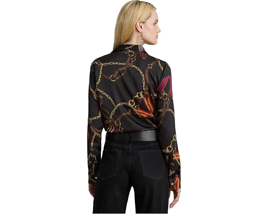 Рубашка классического кроя с принтом под ремень из атласа Lauren Ralph Lauren