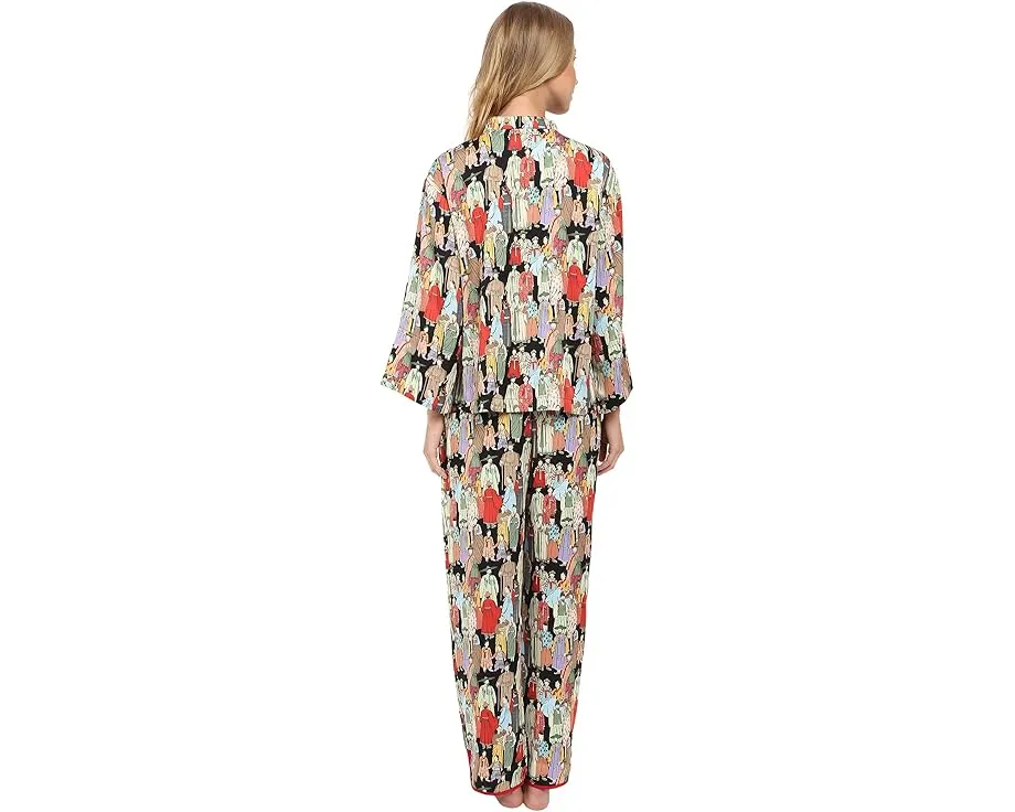 Пижама Natori Dynasty с азиатским принтом и воротником-стойкой