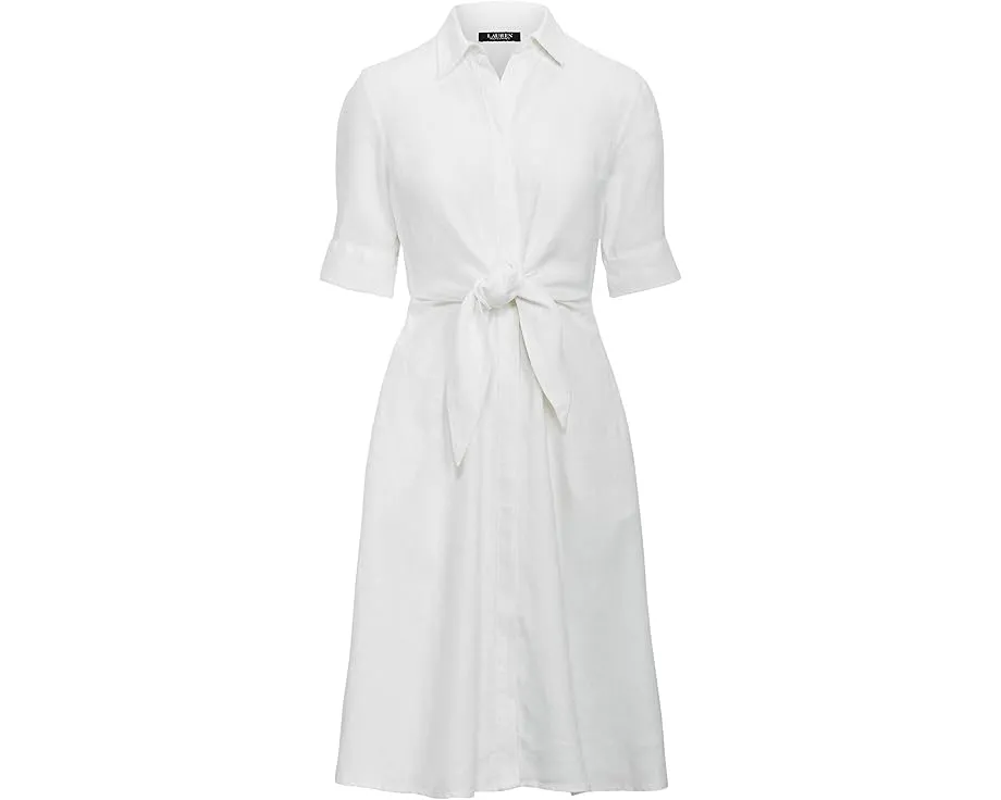 Платье-рубашка Lauren Ralph Lauren из льна с поясом