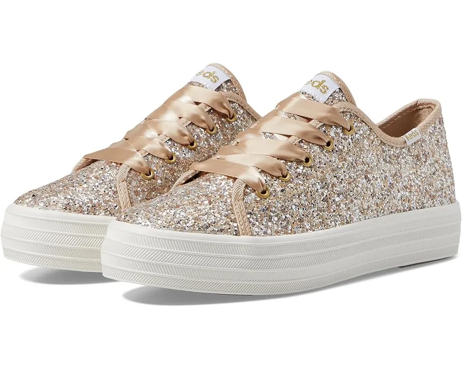 Детские кроссовки Keds Triple UP Glitter Celebrations с блестками и стопкой