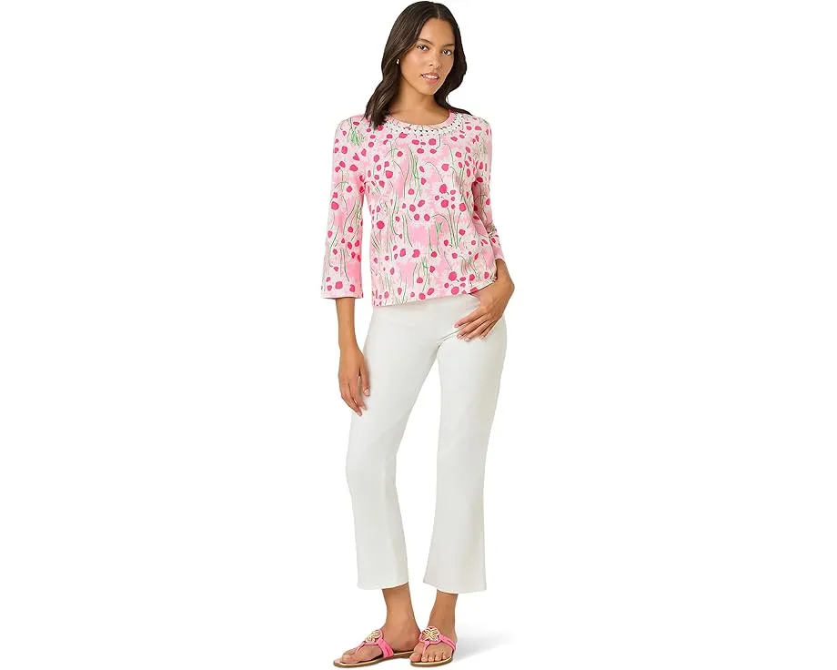 Топ с рукавом три четверти Lilly Pulitzer Clairmont Tri с отделкой кружевом