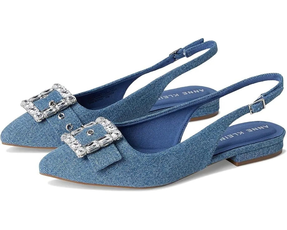 Балетки Anne Klein Kenni с открытой пяткой и кристаллом на носке