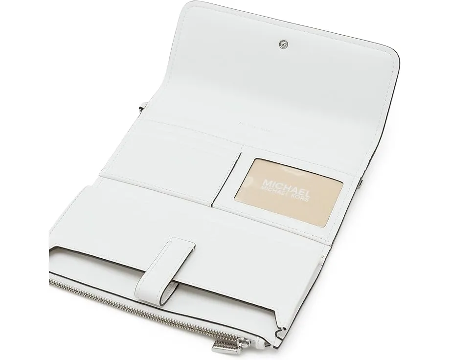 Клатч MICHAEL Michael Kors Jet Set Medium White на запястье