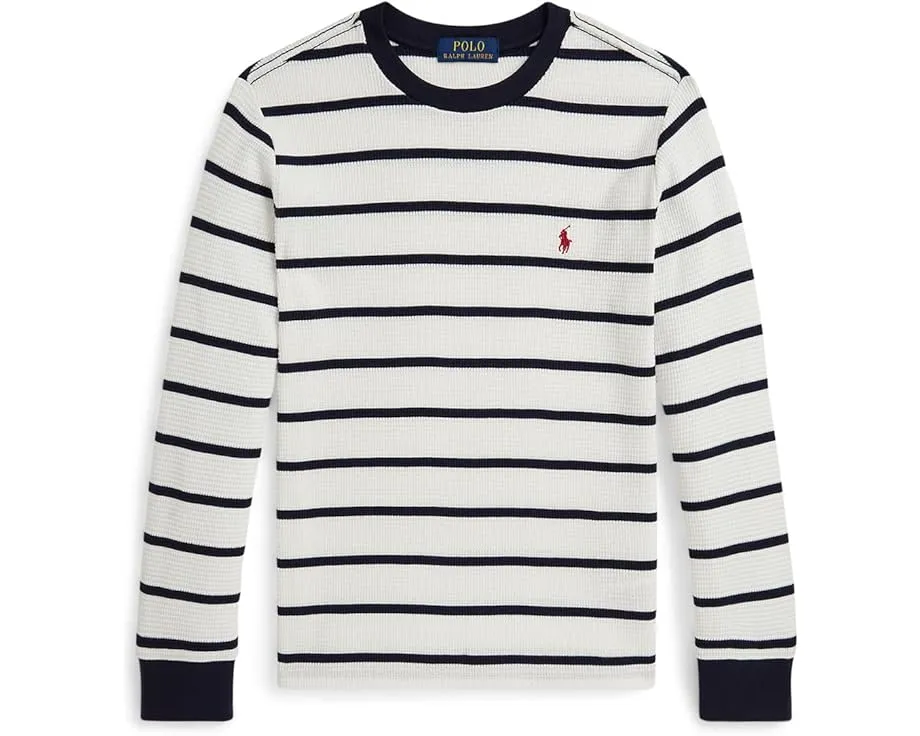 Длинный рукав в полоску из вафельной хлопковой ткани Polo Ralph Lauren Kids для детей