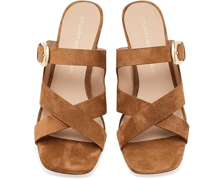 Сланцы Stuart Weitzman Sai Slides 50 на устойчивом каблуке с квадратным носком