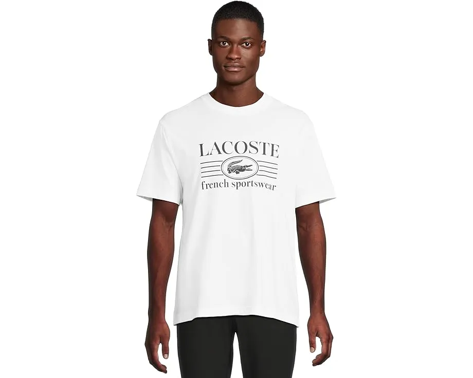 Футболка Lacoste Classic Fit Cotton Print с принтом и вышитым крокодилом