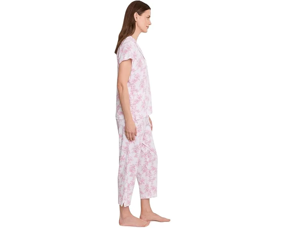 Пижамный комплект Lauren Ralph Lauren с длинным рукавом и брюками 7/8 из хлопкового полотна