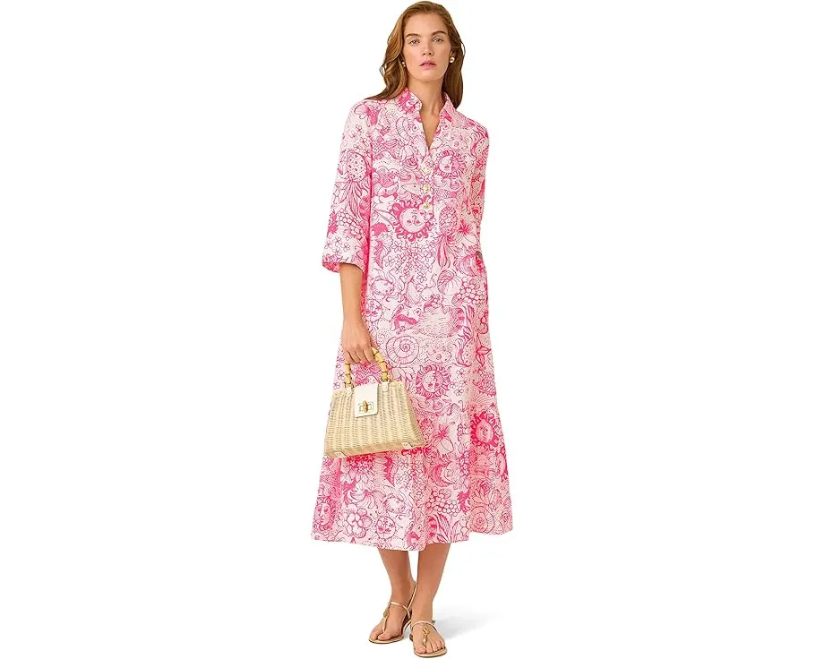 Lilly Pulitzer Платье макси Alora с V-образным вырезом и планкой на пуговицах