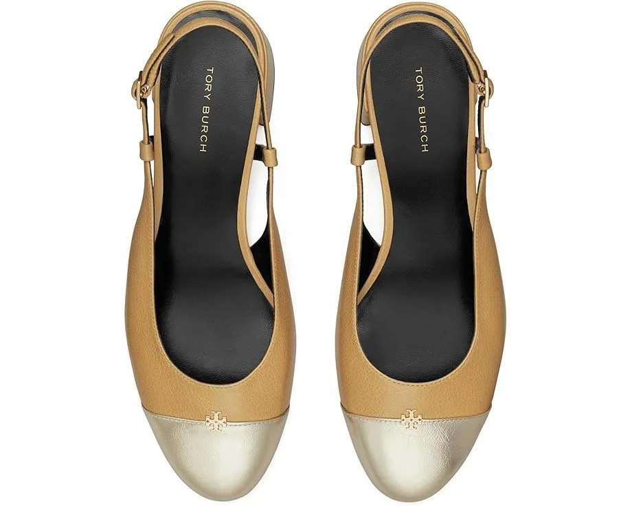 Туфли Tory Burch Cap-Toe Slingback 45mm с контрастным носком и каблуком