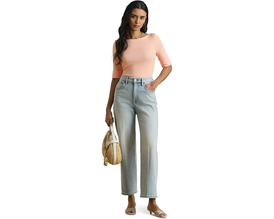 Топ Lauren Ralph Lauren из хлопка с эластаном с лодочкой