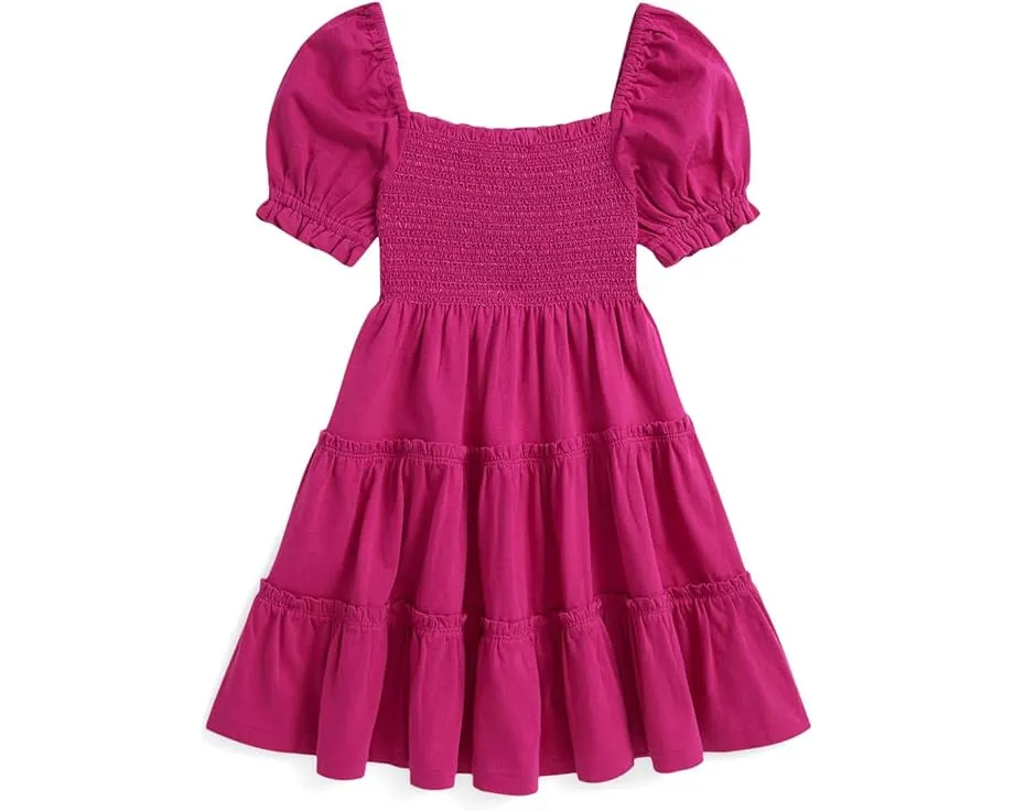 Платье из хлопкового джерси со сборками Polo Ralph Lauren Kids для малышей