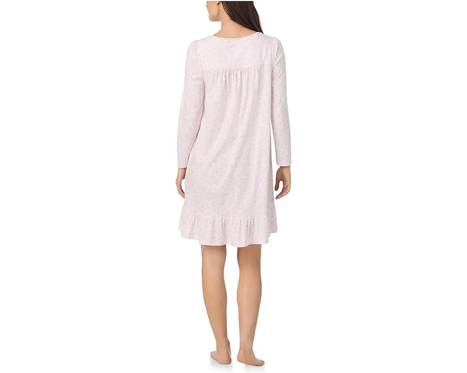 Ночная сорочка Eileen West короткая с длинным рукавом из хлопкового трикотажа